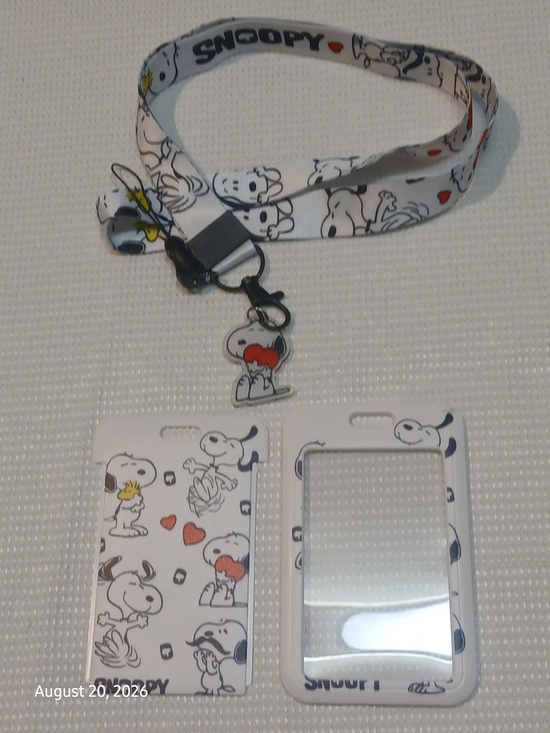 Peanuts Accessories - Peanuts - Lanyard & ID Holder Set, Snoopy Doing The Happy Dance, Engraved